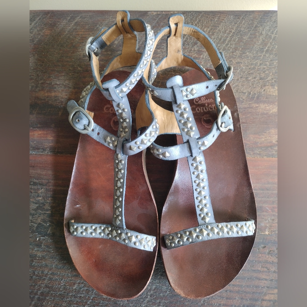 Colleen Cordero Gray Leather Gladiator Sandals Size 6.5 (Runs Large)